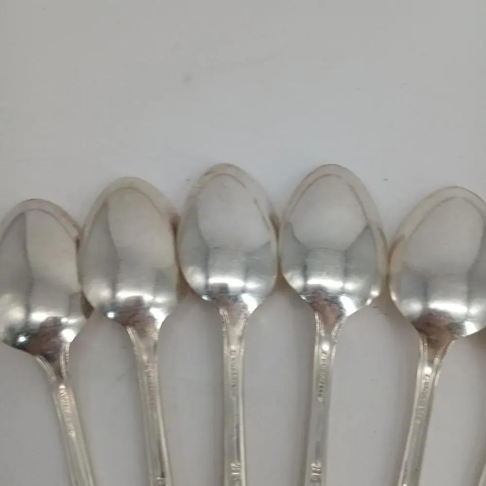 8X Tbsp 1937 Rogers Silverplate Cotillion Collection Oval Table Spoons